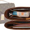 Lckaey Purse Organizer for messenger bag inserts Pochette métis lined zipper storage 2084 coffee, 8.26*1.96*5.3in