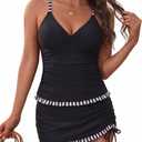 Daci Women Tankini Swimsuits with Skirt - Two Piece Tummy Control Skirted 2PC Bathing Suits Swimwear (M)