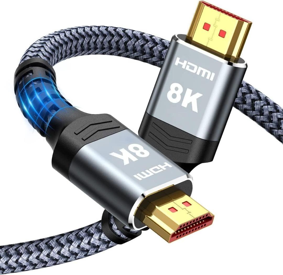 Highwings Extra Short 8K HDMI Cable 1.07ft Total Length, 0.71ft Cable Length, Ultra High Speed HDMI Braided Cord-4K@120Hz, 8K@60Hz,eARC, Compatible for PS5,Monitor,PC and More (Grey)