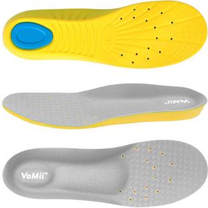 Shoe Insoles for Kids and Women, Memory Foam Insoles, Comfortable Sports Shoe Inserts for Shock Absorption and Relieve Foot Pain, Plantar Fasciitis Arch Support Insoles, S(Women 5-6/ Kids 2-5) Gray