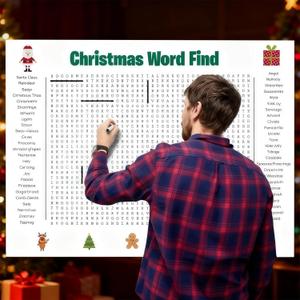 3 x TREELYWOOD Jumbo Thanksgiving Word Search Poster  Giant 31.5"x20" Wall Game, Poster-Size Word Search, Giant Thanksgiving Activity Posters for Families (christmas)