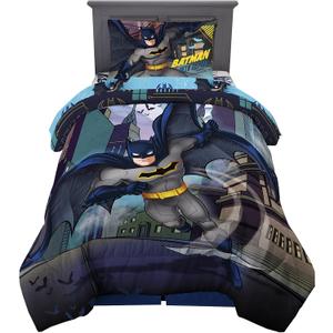 Franco Kids Bedding Super Soft Comforter and Sheet Set, 4 Piece Twin Size, Batman