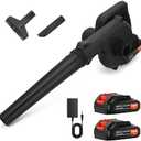 Xamanabu Leaf Blower Cordless, 2 x 24V 2.0Ah Battery and Charger, 150CFM 130MPH Electric Cordless Leaf Blower with Brushless Motor, 2 in 1 Handle Electric Blower and Vacuum Cleaner