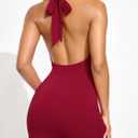 OZICERD Cowl Neck Halter Mini Dresses for Women Bodycon Going Out Dress Backless Sleeveless Party Club Rave Short Vestido Red S