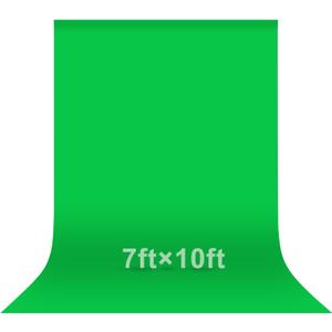 EMART Green Screen Photo Backdrop, 7x10 ft Photoshoot Backdrop Chroma Key Green Screen Polyester Cloth Fabric Curtain for Background Removal, Zoom Meeting, Photo Video Studio, Live Streaming