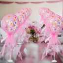 12 Set Tutu Tulle Balloons Table Centerpieces 12 Inch Polka Dot Balloons Baby Shower Centerpiece Column Base Kit for Girls Boys Birthday Wedding Table Decor Gender Reveal Party Favors (Pink)