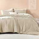 Litanika California King Comforter Set, 3 Pcs Khaki Tufted Boho Bedding Set