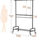 Abiglifty 2 Tier Rolling Clothes Rack, Heavy-Duty Clothing Rack with Wheels,150LBS Capacity, 43" W X17 D X 75" H Rack for Clothes to Hang, for Bedroom, Living Room, 2026 NEW (Black)