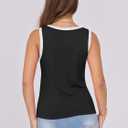 ANRABESS Tank Tops for Women 2025 Summer Casual Crew Neck Color Block Basic Sleeveless T Shirt Fashion Teen Girls Outfits (Black, S)