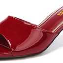 LULLASONG Women's Kitten Heels Sandals Low Heels Slip On Slides 2 Inch Heeled Square Open Toe Sandals for Women, 6.5