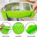 2 Pcs Clip on Strainer, Pot Strainer for Pasta Meat Vegetables Fruit, Silicone Strainers - Fit All Pots Bowls.