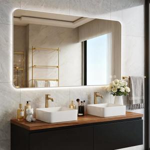 EOGOW Backlit Mirror for Bathroom,40"x30" Backlit LED Bathroom Mirror wall Mounted with Anti-Fog,Stepless Dimmable,3 Color Lights,High Lumen, UL Listed,Tempered Glass