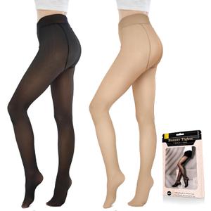 Fleece Lined Tights Sheer Women - Fake Translucent Warm Pantyhose Leggings Sheer Thick Tights for Winter (XXL)