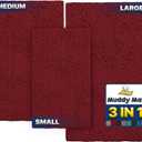 Muddy Mat Pack of 3 Highly Absorbent Microfiber Dog Door Mat and Pet Rug, Non Slip Thick Washable Area Mat Soft Chenille for Kitchen Bathroom Bedroom and Outdoor - Red Small, Medium & Large