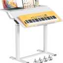 Rolling Standing Desk with Tilt Desktop, 35" 2-Tier Shelf White