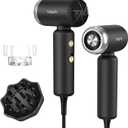 Dual Voltage Travel Hair Dryer, Mini High-Speed Blow Dryer for Fast Drying, Ionic Hairdryer with Diffuser Gift Women, Lightweight Compact Portable,Quiet,European International 100-240V, Black