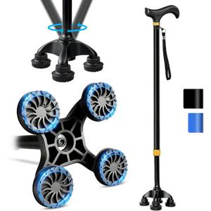 DEOMAi Quad Walking Cane for Men Women with All-Terrain Adaptive Tip