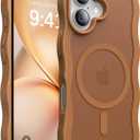 2 x Magnetic for iPhone 16 Case,[Compatible with MagSafe][Military-Grade Drop Protection][Anti-Yellowing] Shockproof Protective Translucent Matte Cover for iPhone 16 Phone Case,Brown