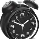 Peakeep 4 Inches Twin Bell Loud Alarm Clock for Heavy Sleepers, Backlight, Battery Operated Old Fashioned Alarm Clock for Bedrooms (3D-Dial, Black)
