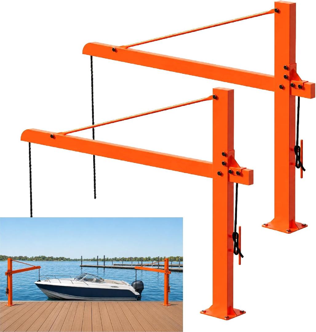 2 Pack Dock Mooring Arms for Boats Up to 35FT – 3mm Steel Fender Arms with 1300mm Reach, Corrosion-Resistant Orange Finish for Lakes, Marinas & River Docks, 52"