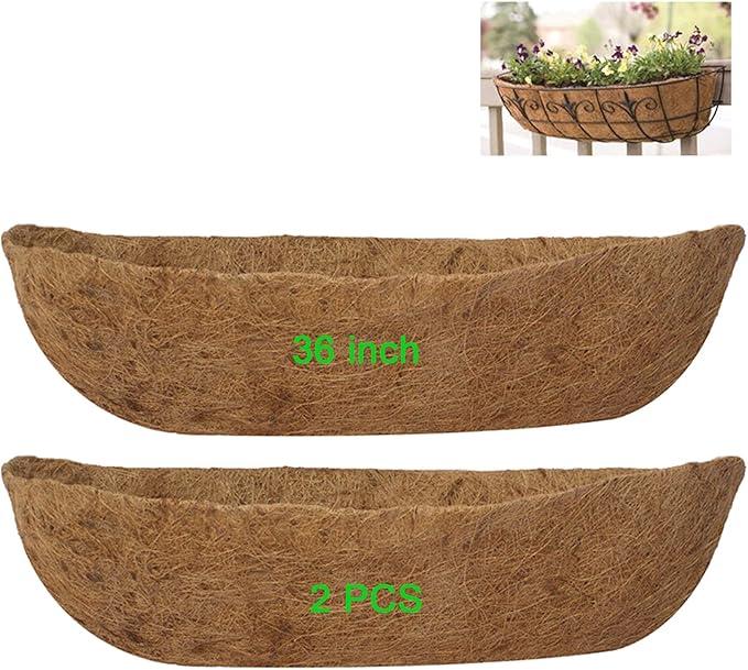 Coco Liners for Planters 36 Inch Trough Coco Coir Coconut Fiber Replacement Liner for Wall Trough Planter 2 pack
