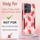 2 x LISEVOfor Moto G Power 2025 Case - for Motorola Moto G Play 2025 Case Compatible with MagSafe Women Cute Girls Magnetic Protective Phone Cover Girly Kawaii Strawberry Heavy Duty Shockproof