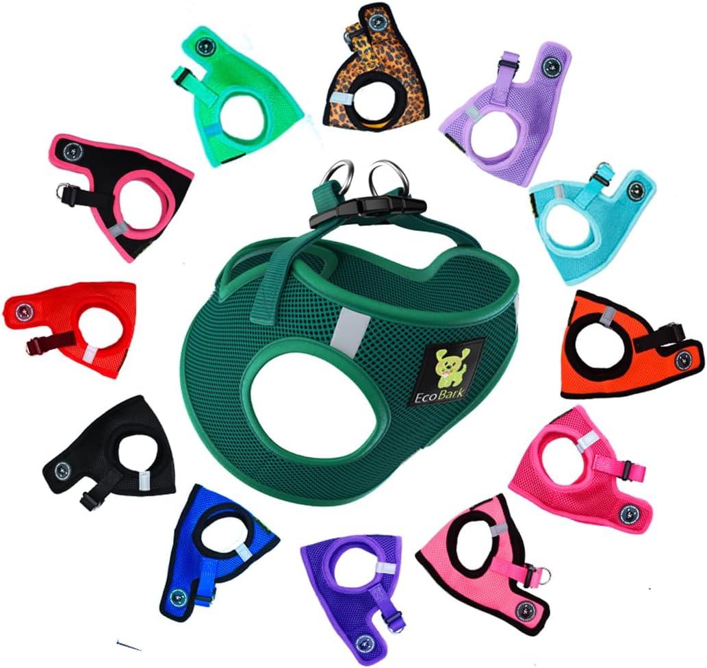 EcoBark Step in Dog Harness - Eco-Friendly Teacup Dog Harnesses for XXS, XS, and Small Breed Dogs - Reflective and Adjustable Mini Body Halter Vest -Tiny Soft Mesh Toy Breed Harness, Forest Green, XS- 5 to 6 lbs- Chest Up to 13 in (Pack of 1)