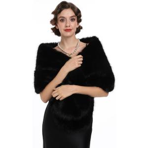SAFERIN Women's Winter Faux Fake Fur Straight Wedding Halloween Party Custume Accessory Scarf Wrap Collar Shawl Shrug