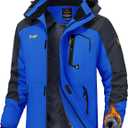 TBMPOY Men's Winter Jackets Skiing Waterproof Snow Thick Fleece Lined Hooded Utility Cold Weather Warm Outdoor Ice Work (X-Large, Blue)