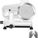 Meat Slicer 10-inch 340W Home Use and for Commercial Electric Food Slicer with Chromium-plated Steel Blade and Built-in Sharpening Stone Easy to Clean Adjustable Thickness Cuts Meat Bread and Cheese