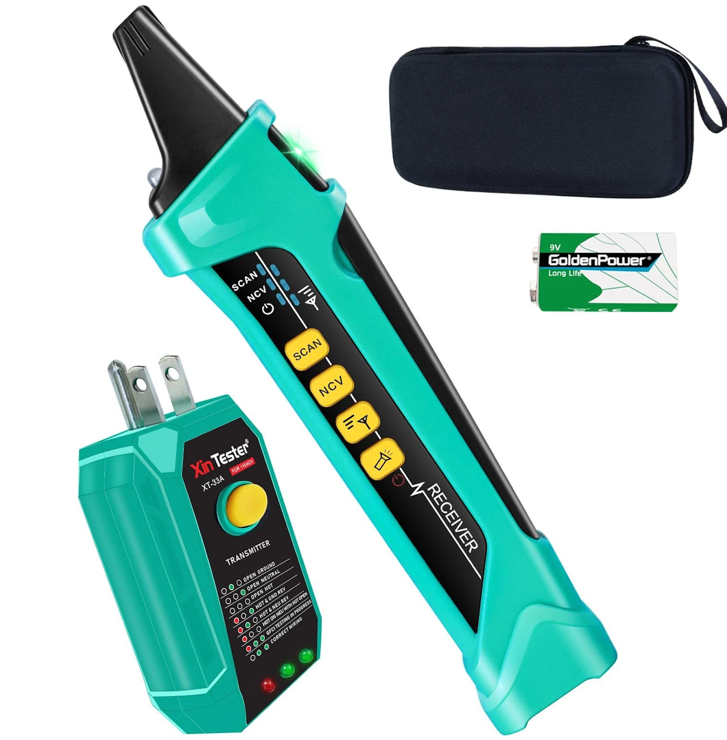 Xin Tester Digital AC Circuit Breaker Finder Tool with Integrated GFCI Outlet 