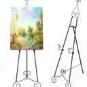Tuenort 2 Pack Easel Stand for Sign, Heavy Duty Metal Display Stand with Chain Support, Black Height Adjustable Easels for Wedding Sign, Painting, Art