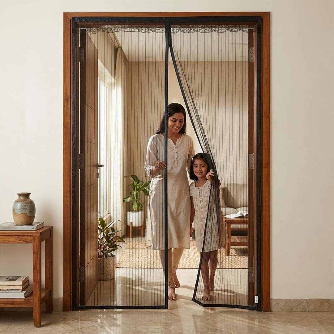 Mosquito Magnetic Door 210x100 cm Self Closing Magnetic Mesh Screen for Home, Kitchen & Balcony | Hands-Free Insect Protection | Easy Install Fly Proof Door Mesh