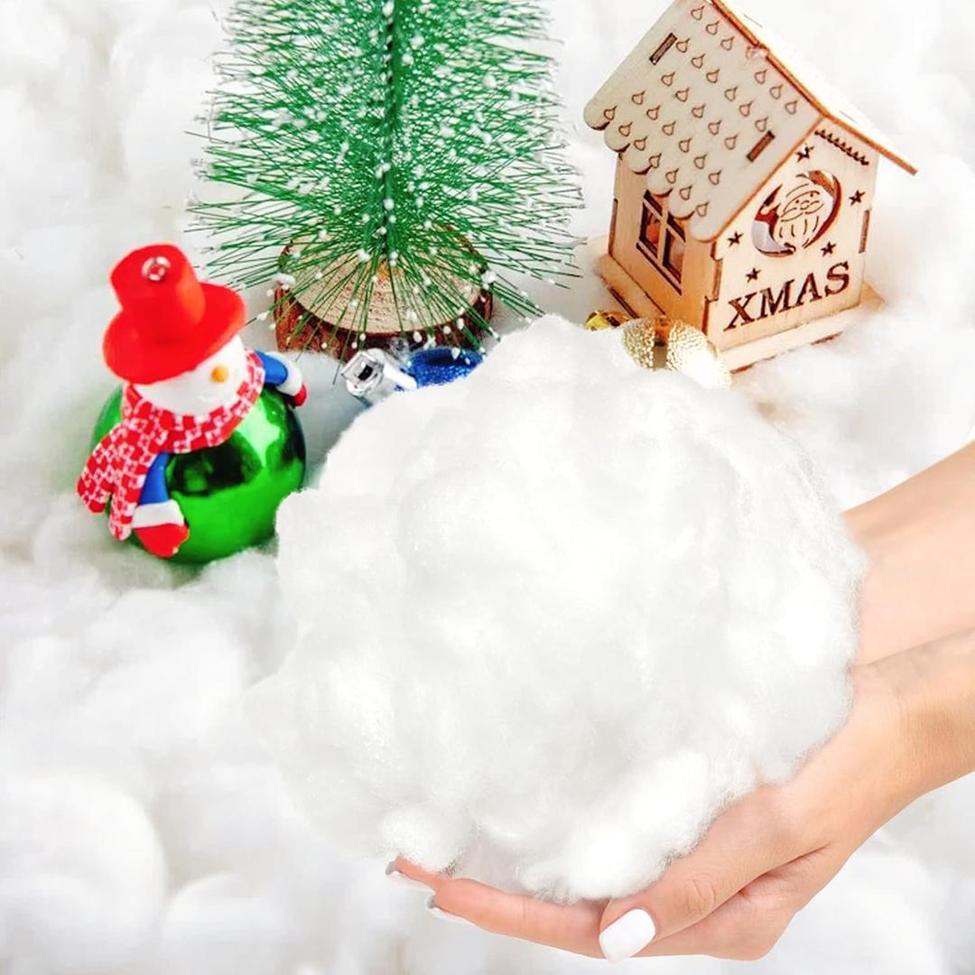 Apragaz Christmas Fake Snow Decoration, 1.1 LB Artificial Snow Fluffy Fake Snow Bulk, Flame Resistant Indoor Snow for Winter Village, Nativity, Christmas Tree, Christmas Decoration