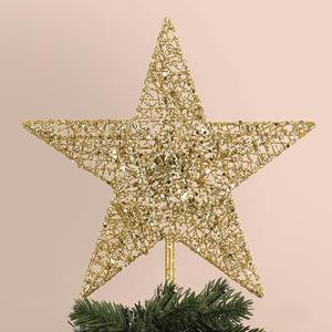 Christmas Tree Topper, Hogardeck Gold 5-Pointed Star Tree Topper for Christmas Decor, Tree Toppers for Christmas Tree Decorations for Indoor Home