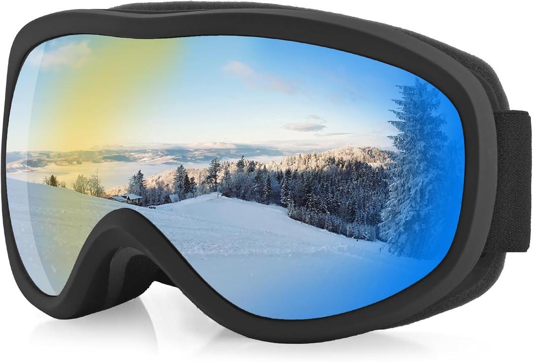 VINTEAM Ski Goggles OTGOver Glasses Snowboard Goggles for Men Women Youth, UV400 Protection for Skiing & Snowboarding (Black / Red Lens)