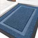 OLANLY Front Door Mat Indoor Outdoor Entrance, Waterproof All-Season, All-Weather Doormat, Sturdy Natural Rubber, Fade Resistant, Low Profile, Easy Clean Patio Porch Entryway Mat, 35x23, Light Blue