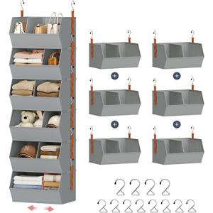 Hanging Closet Organizer Extra Large, Clothes Hanging Shelves for Closet with Divider, Collapsible Closet Storage System, Fabric Storage Bins for Home, Dorm, Rv, Sweaters, Handbags, Underwear, Sock