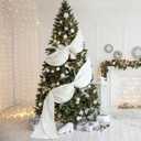 Thyle 28.8 Inch x 21.6 ft Giant Ribbon Christmas Tree Decorations Extra Large Gorgeous Elegant Wide Ribbon Garland for Christmas Staircase Wedding Indoor Outdoor Decorations(White,Chiffon)