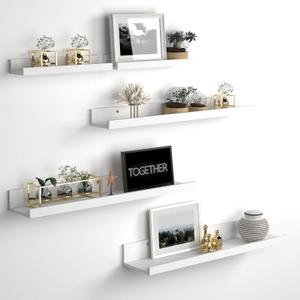 Giftgarden 24 Inch Wall Mounted Floating Shelves Set of 5, White Wood Wall Shelves for Bathroom, Bedroom, Kitchen, Living Room Storage and Decoration, Wooden Picture Ledge