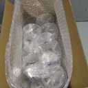 Ciaell 12 PCS Plastic Ribbed Wine Glasses - 10 OZ Plastic Square Wine Glasses with Stem - Disposable Champagne Cups for Parties & Weddings & Party (Clear)