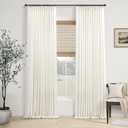 Pinch Pleated Natural Linen Curtains 104 Inches Long for Living Room Bedroom Patio Door Ceiling to Floor Custom Pleat with Hooks for Track Back Tab Light Filtering Drapes for Dining Room Cream Ivory