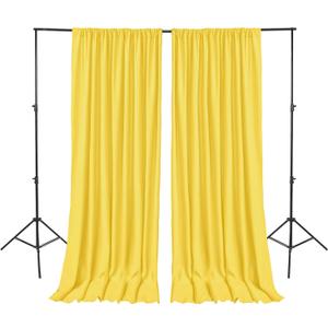Hiasan Yellow Backdrop Curtains for Parties, Polyester Photography Backdrop Drapes for Family Gatherings, Wedding Decorations, 5ftx10ft, Set of 2 Panels