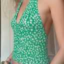 EMMIOL Halter Tops for Women Summer Crop Deep V Neck Blackless Tank Top Going Out Y2k Coquette Clothes (Green, S)