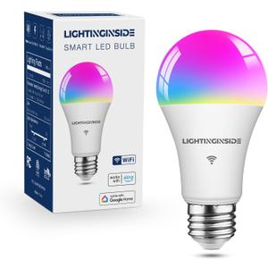 Lightinginside Smart Light Bulbs 100W Equiv., 1350LM 11W Smart Bulb Works with Alexa/Google Home/SmartLife, A19 E26 RGBCW Color Changing, No Hub Required, 2.4G WiFi Bluetooth Bulb, ETL Listed, 1PC