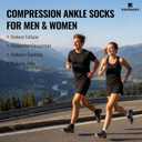 Copper Ankle Compression Socks for Men and Women(6 pairs), Breathable Arch Support Short Running Socks, Size: Medium-Large