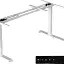 Fromann Standing Desk Frame Electric Height Adjustable Desk Legs Sit Stand Up Table Base Dual Motor L Shaped Corner with USB for Home and Office (White)