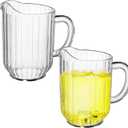 60 Oz Plastic Beer Pitcher Set,Commercial Grade Anti-Drip Restaurant Water Pitcher with Handle,Frost-Resistant Design,Ideal for margarita, Sangria, Lemonade Iced Tea (2 Pack, 60oz(1800ml))
