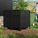 ZZM Black Privacy Fence Panels Outdoor Decorative Air Conditioner Fences Screen Trash Can Pool Equipment Hide Fence for Deck Balcony (4 Panels)