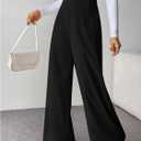GORGLITTER Women's Wide Leg Dress Pants High Waisted Business Casual Trousers Dressy Work Office Pants Black Medium (Black, M)